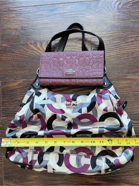 Coach Purple Signature Tote and Wallet Set. BNWT
